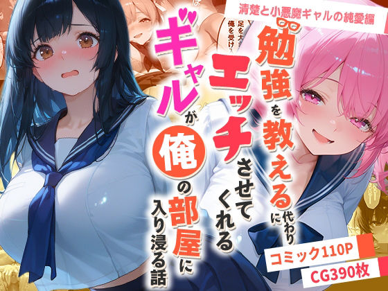 [夜の快楽]勉強を教える代わりにエッチをさせてくれるギャルが俺の部屋に入り浸る話 〜清楚と小悪魔ギャルの純愛編〜|制服