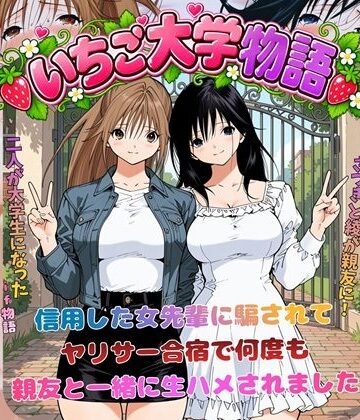 [にじのすな]いちご大学物語〜信用した女先輩に騙されて親友と一緒にヤリサー合宿で何度も生ハメされました〜|処女